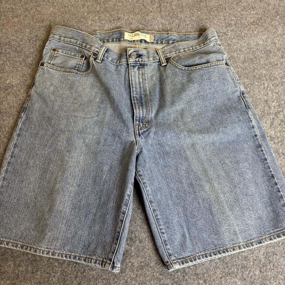 Levi Shorts Mens 38 Y2K Relaxed Fit Light Wash Blue Denim